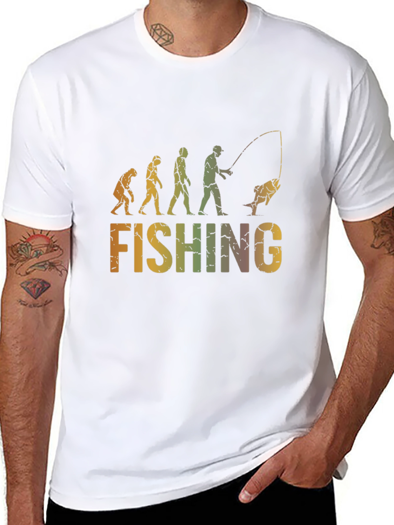 Evolution of Fishing Graphic T-Shirt - Black