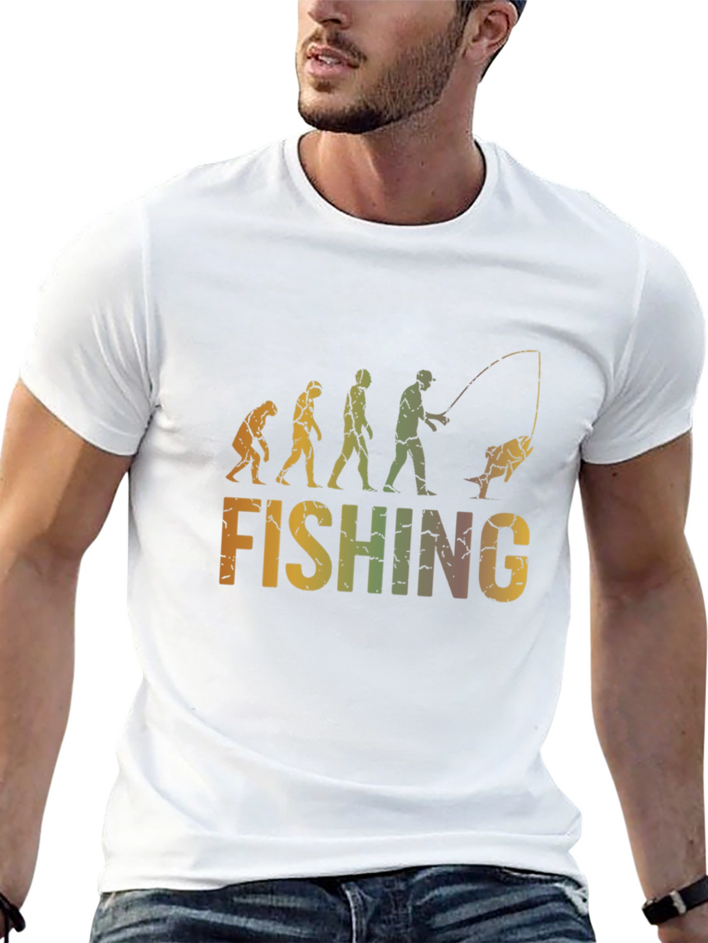 Evolution of Fishing Graphic T-Shirt - Black