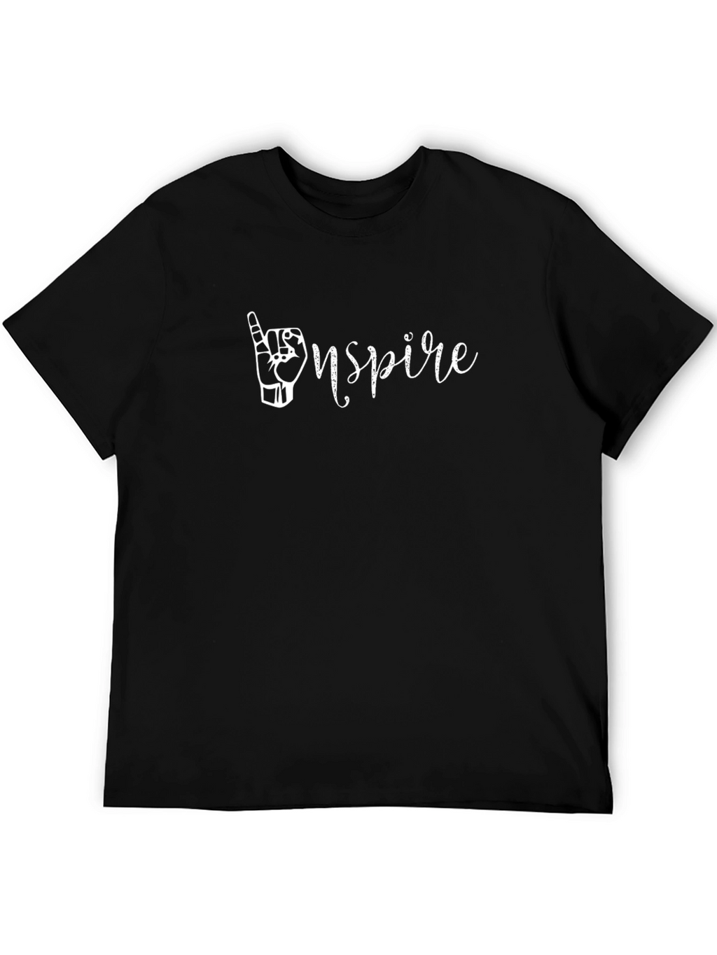 Inspire Black T-Shirt with Hand Sign Design