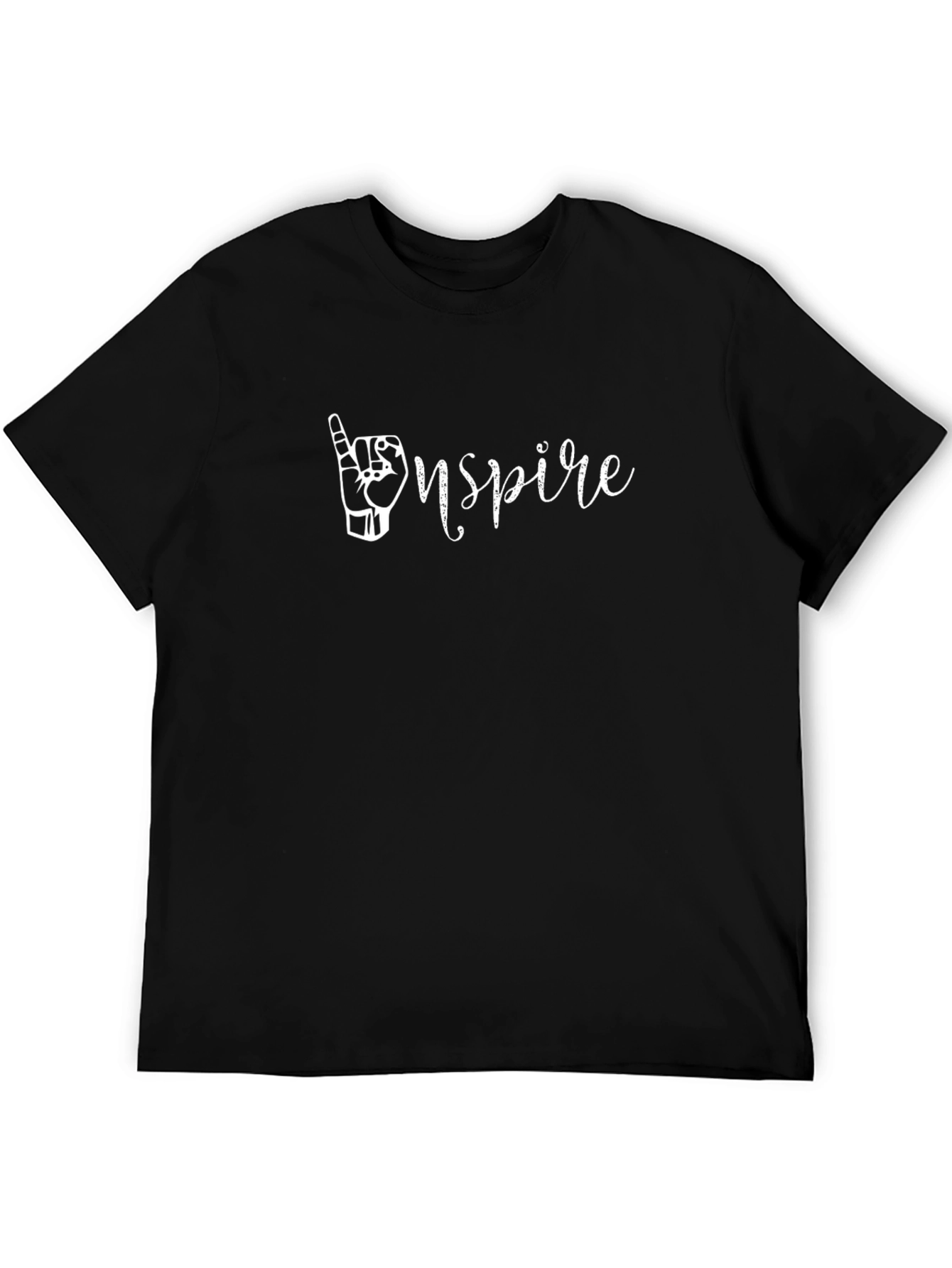 Inspire Black T-Shirt with Hand Sign Design