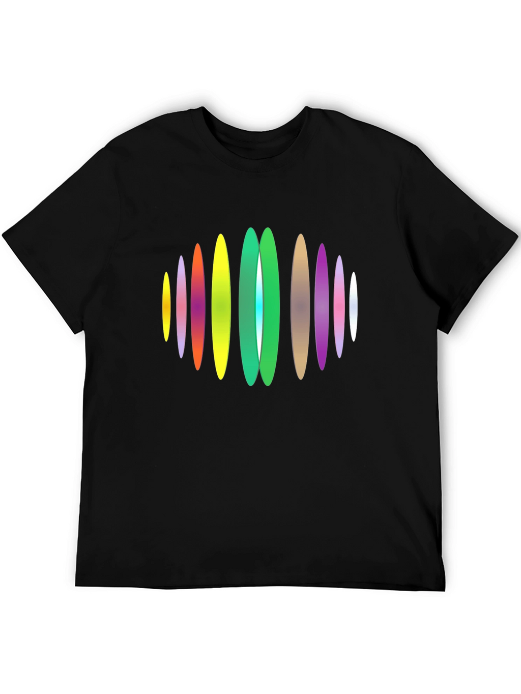 Abstract Oval Design Black T-Shirt