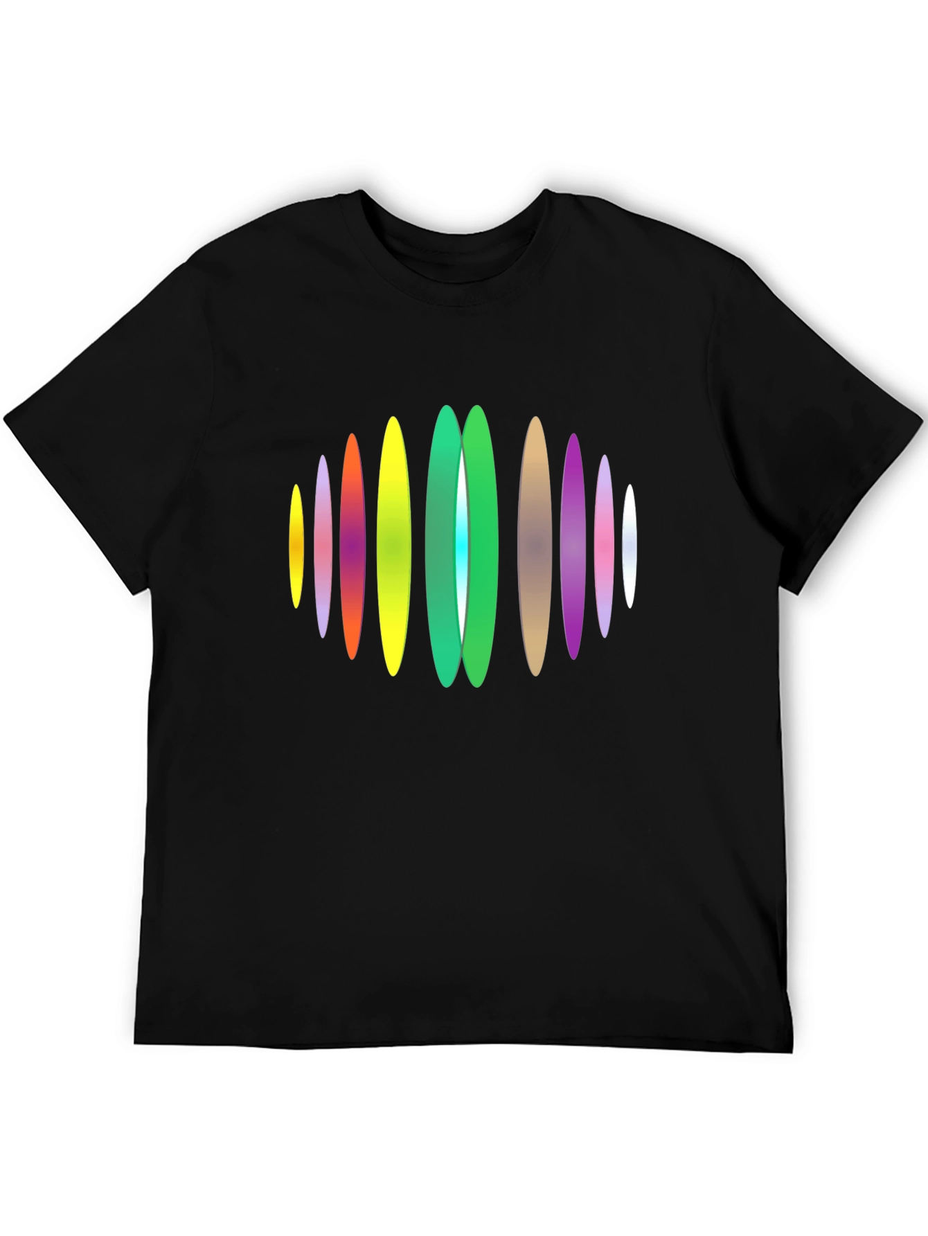 Abstract Oval Design Black T-Shirt