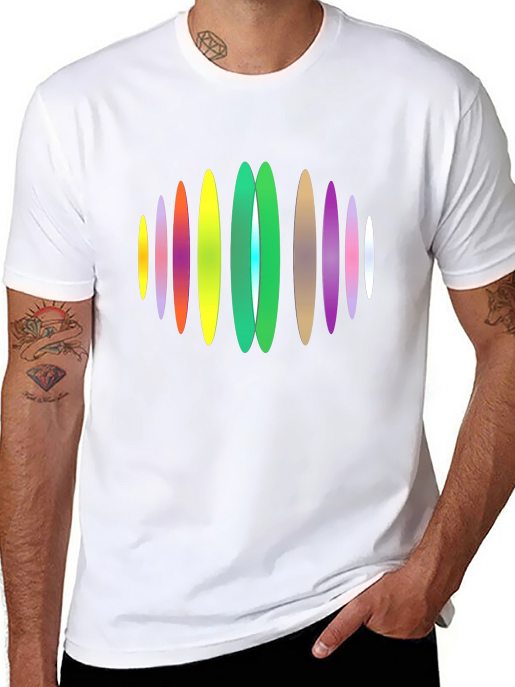 Abstract Oval Design Black T-Shirt