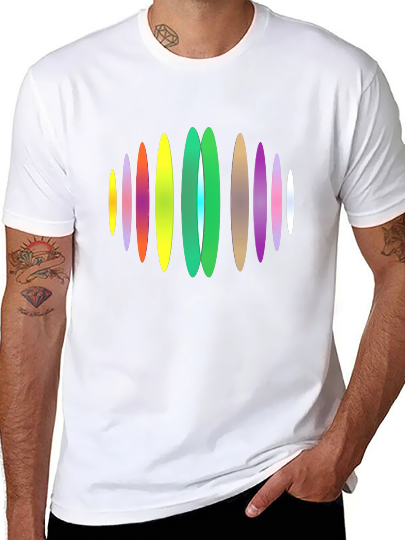 Abstract Oval Design Black T-Shirt