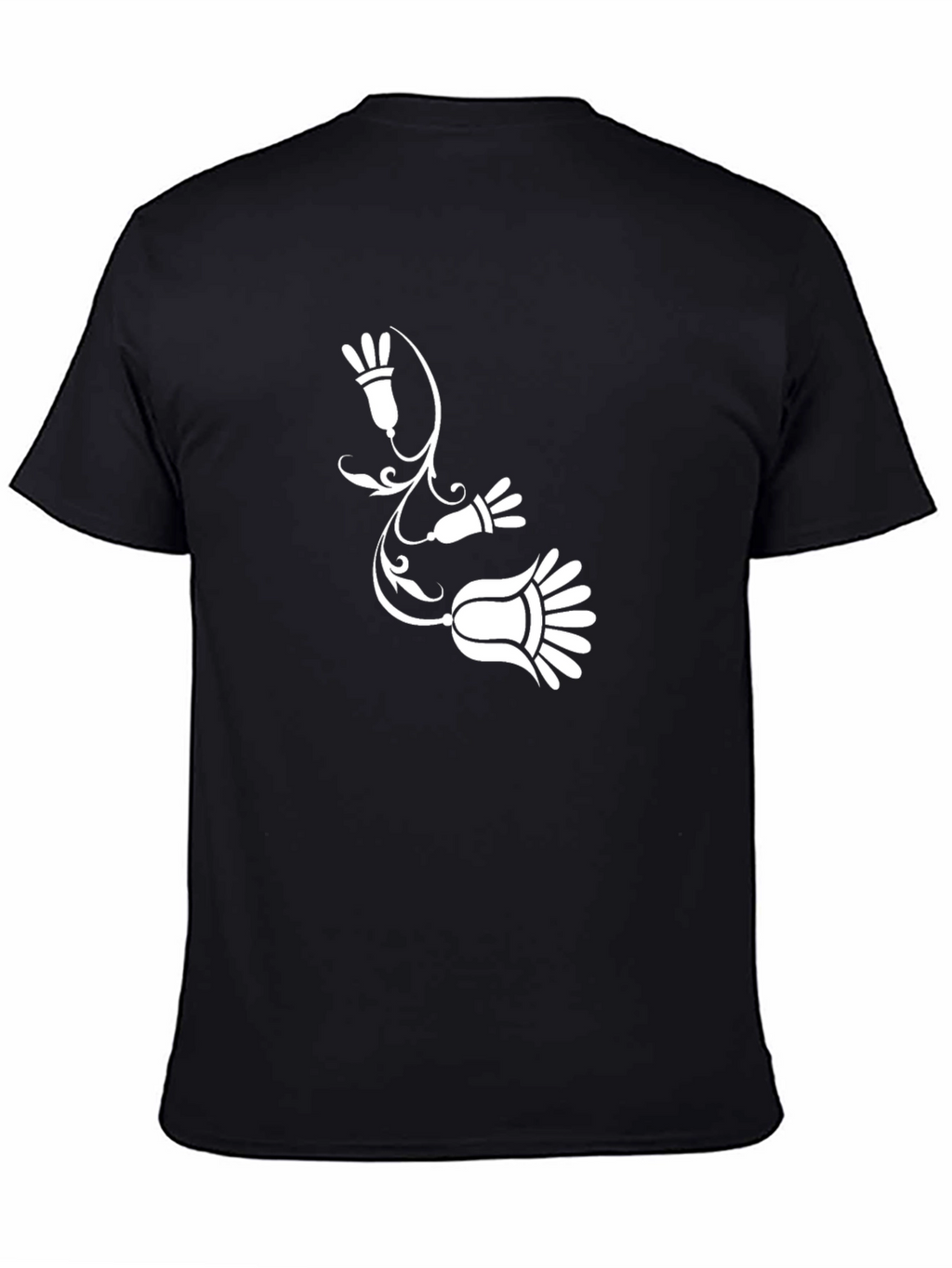 Black T-Shirt with Floral Vine Graphic Print