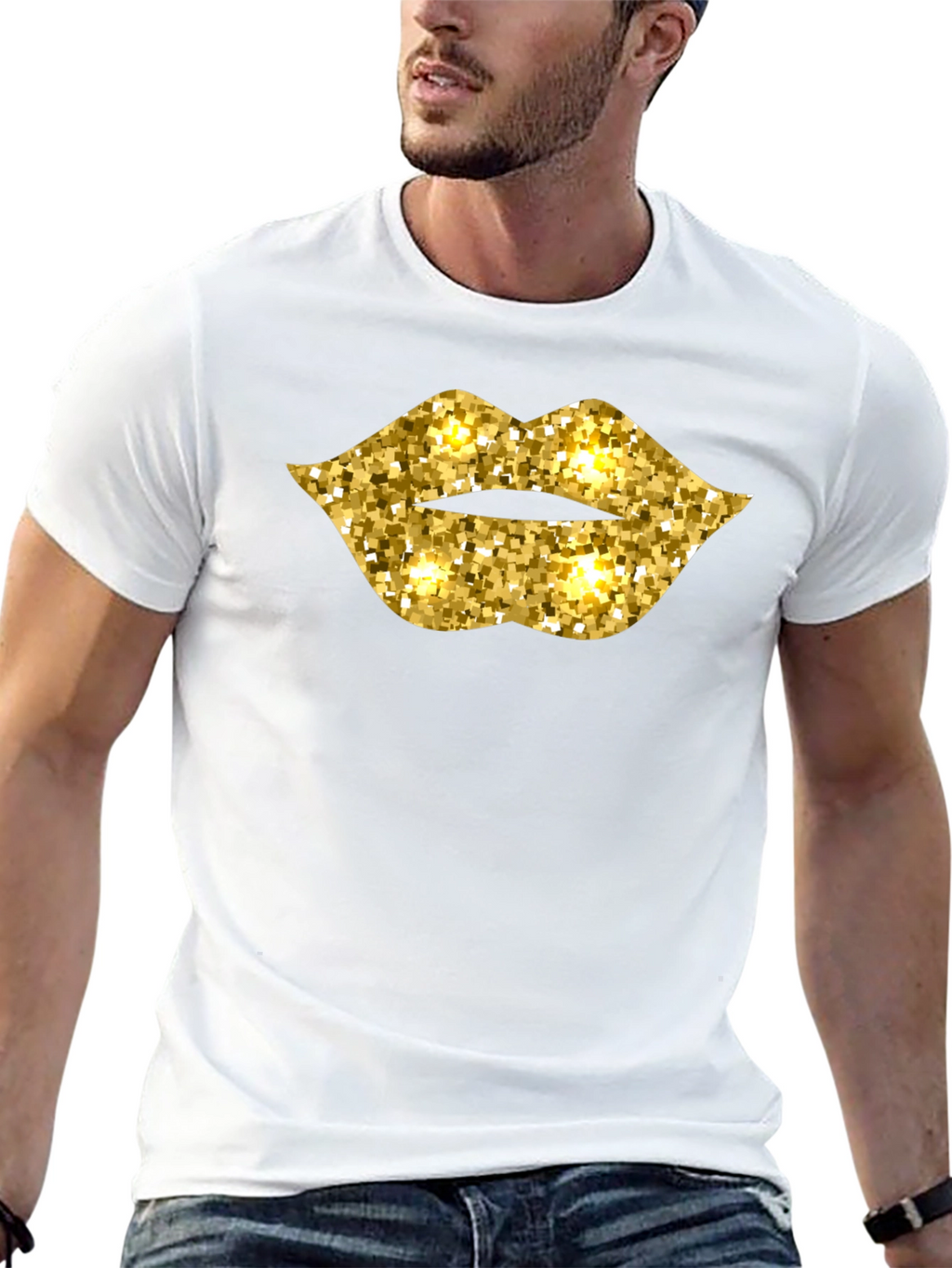 Sparkling Gold Lips Graphic T-Shirt