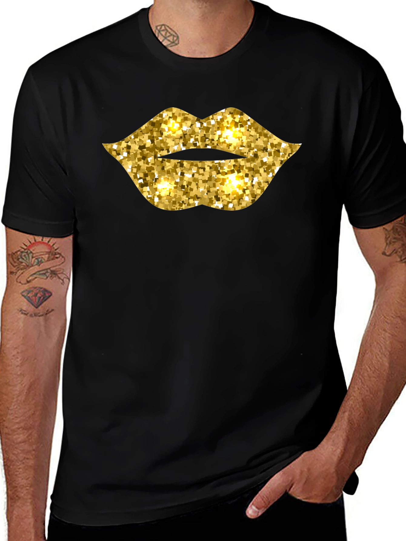 Sparkling Gold Lips Graphic T-Shirt