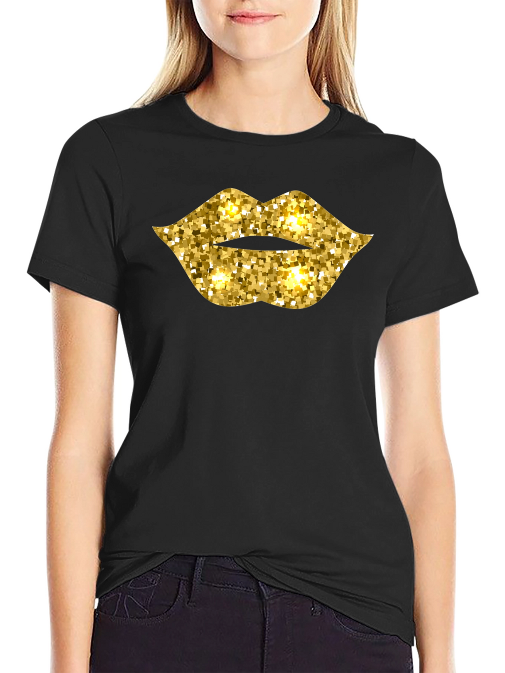 Sparkling Gold Lips Graphic T-Shirt