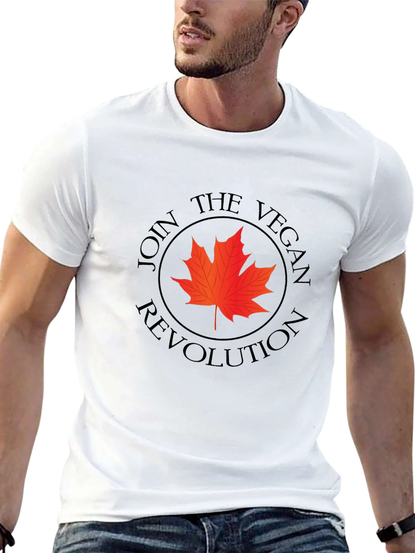 Vegan Revolution T-Shirt - Maple Leaf Design
