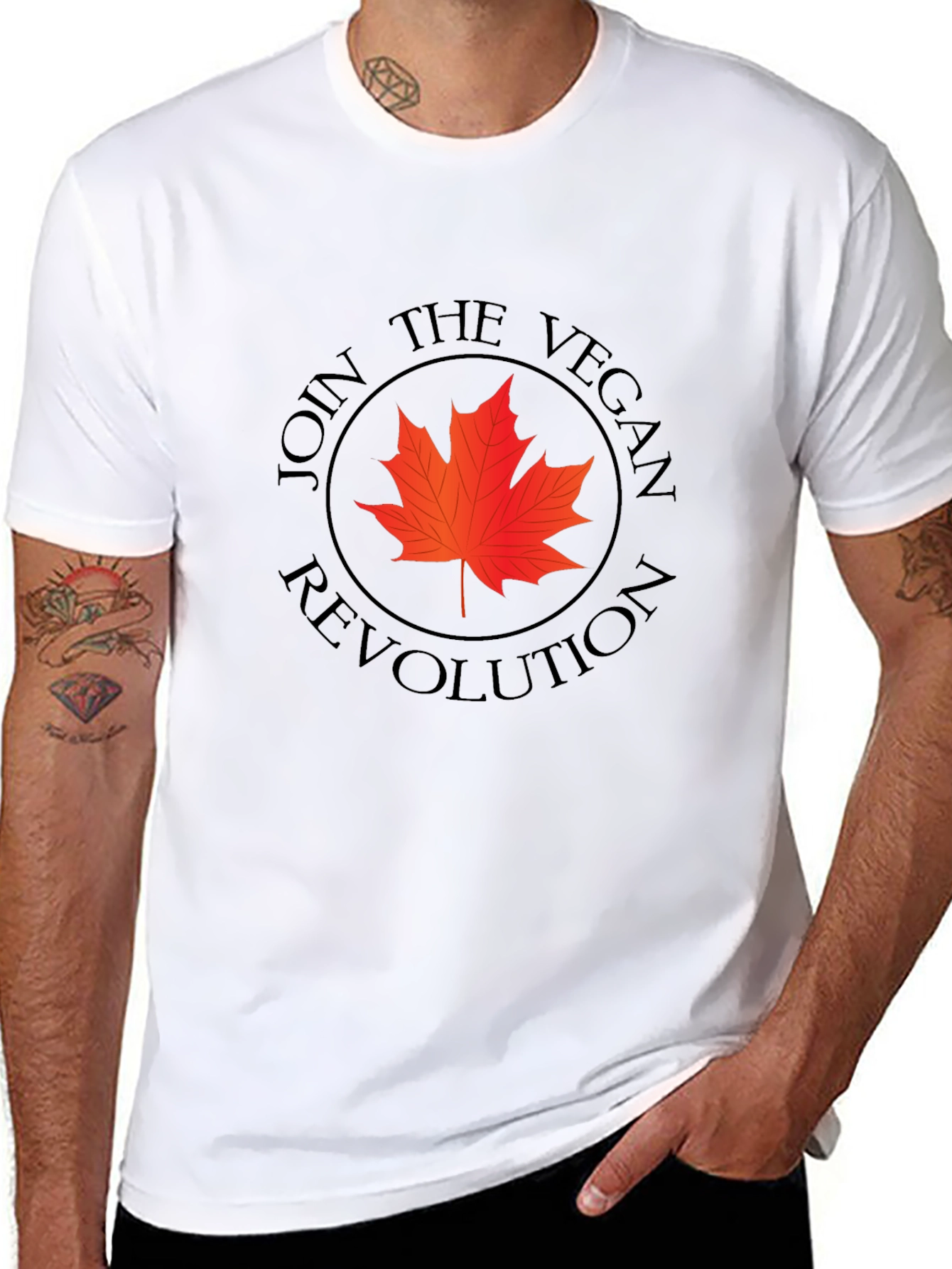 Vegan Revolution T-Shirt - Maple Leaf Design