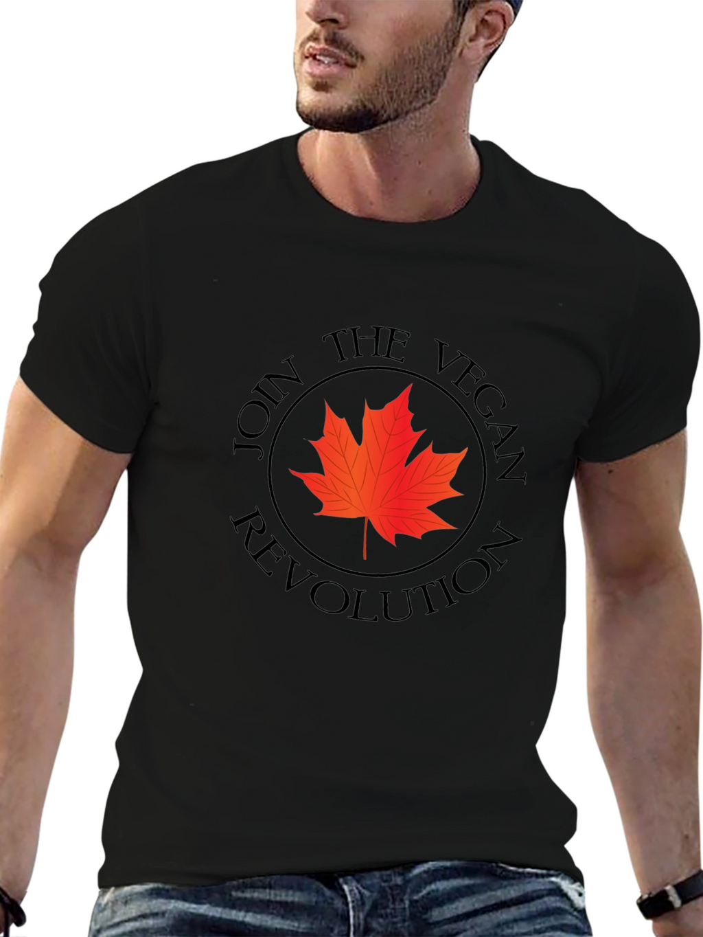 Vegan Revolution T-Shirt - Maple Leaf Design