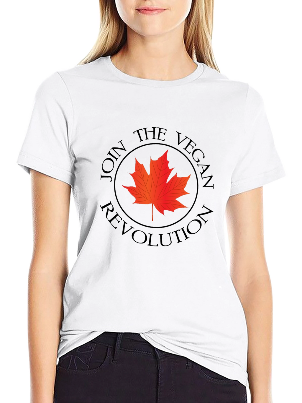 Vegan Revolution T-Shirt - Maple Leaf Design