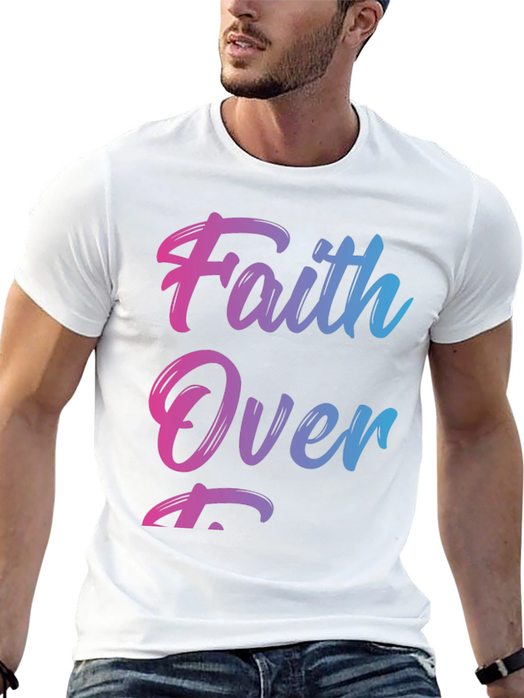 Faith Over Fear T-Shirt - Stylish Gradient Design