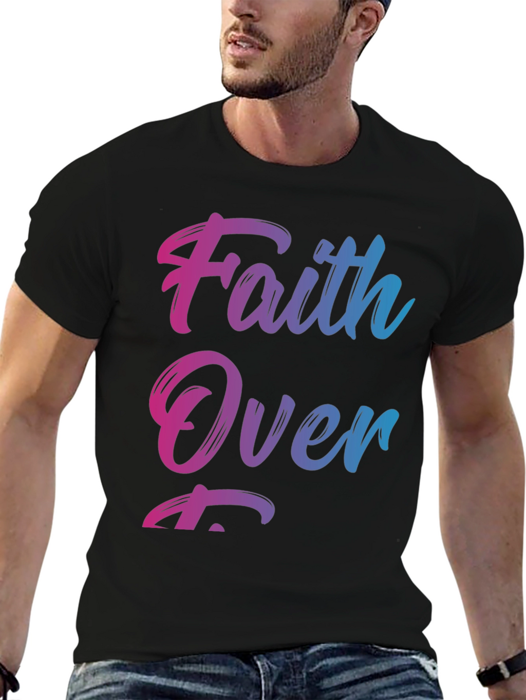 Faith Over Fear T-Shirt - Stylish Gradient Design