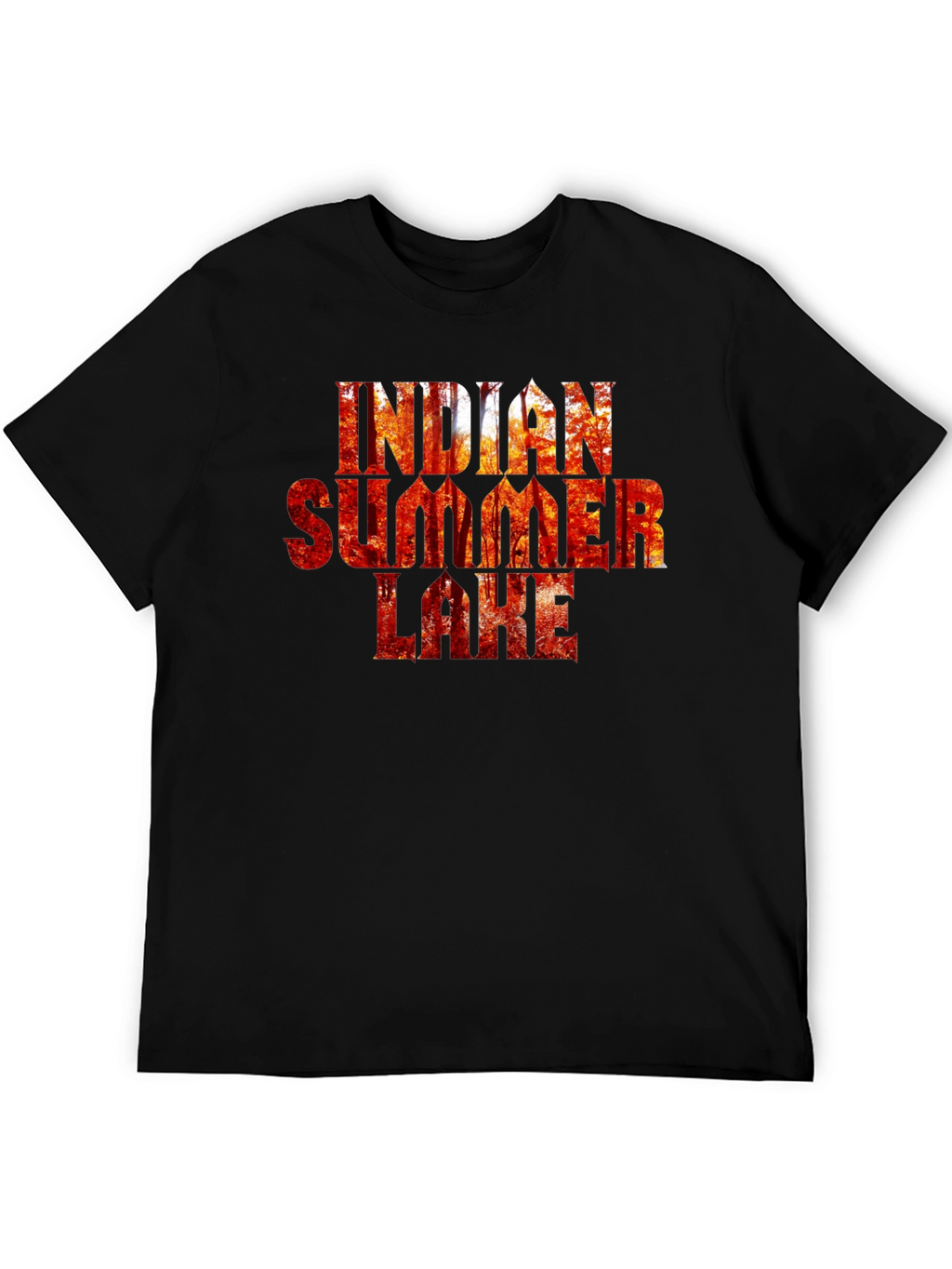 Indian Summer Lake Black Graphic T-Shirt