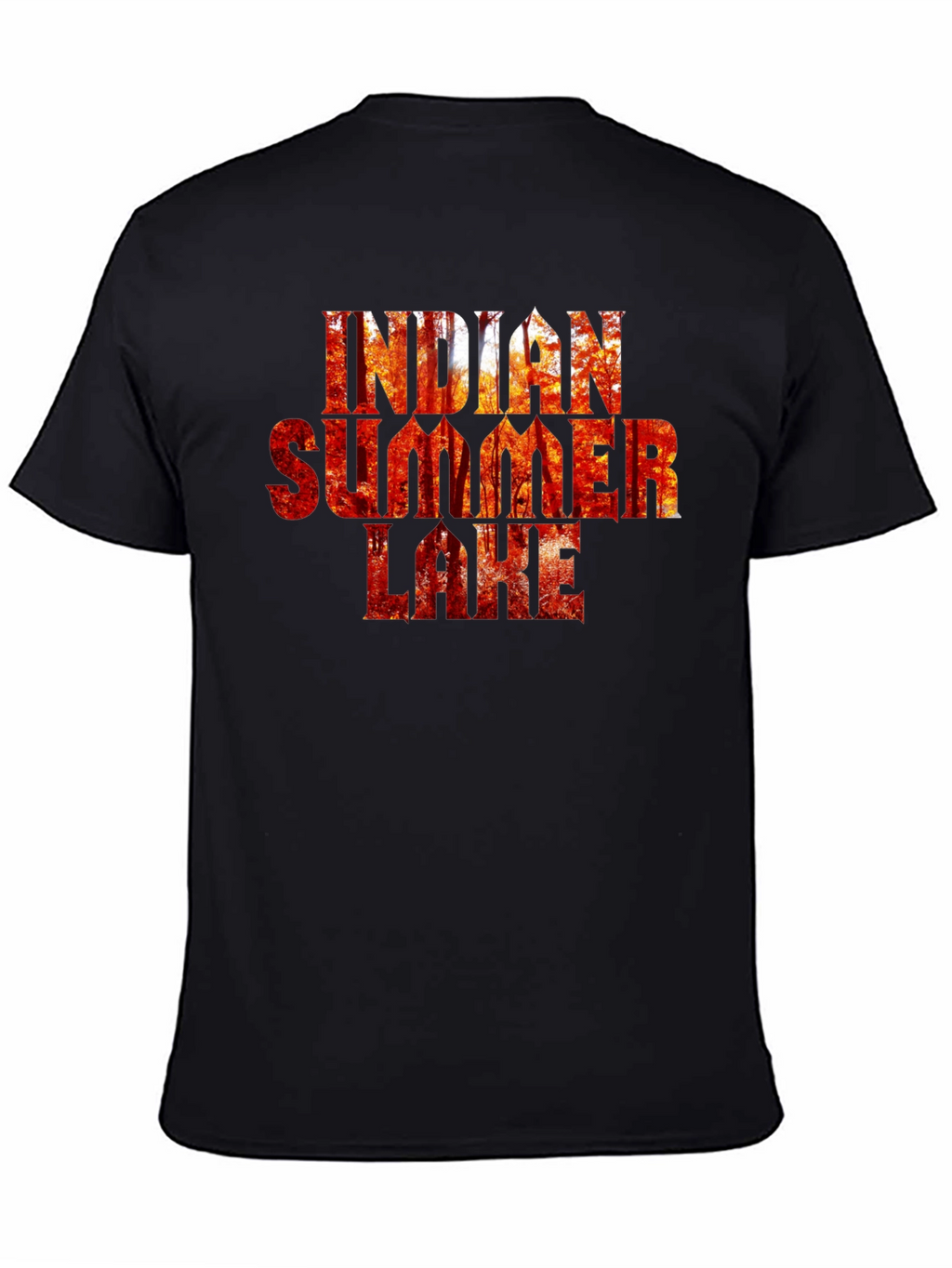Indian Summer Lake Black Graphic T-Shirt