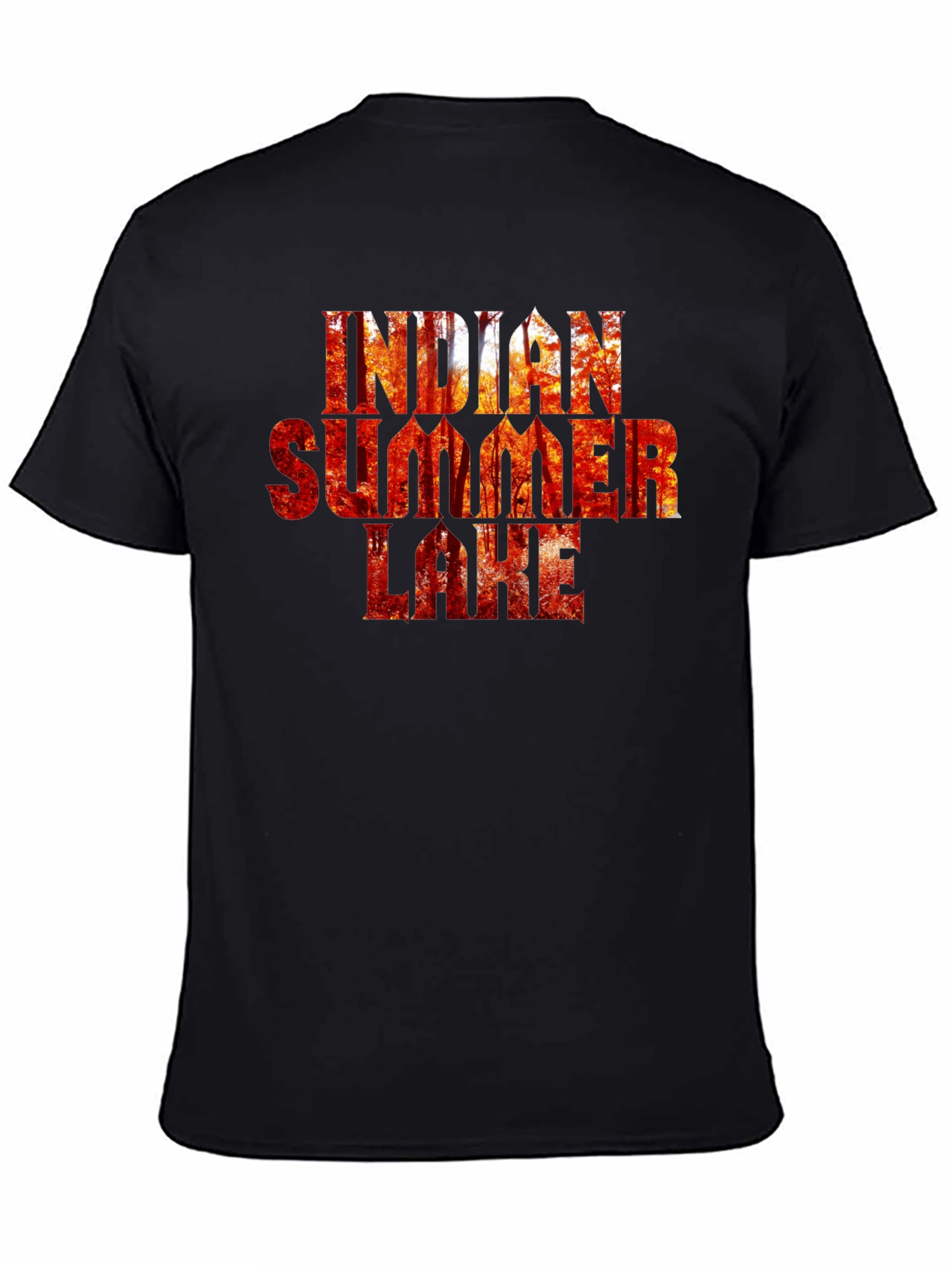 Indian Summer Lake Black Graphic T-Shirt