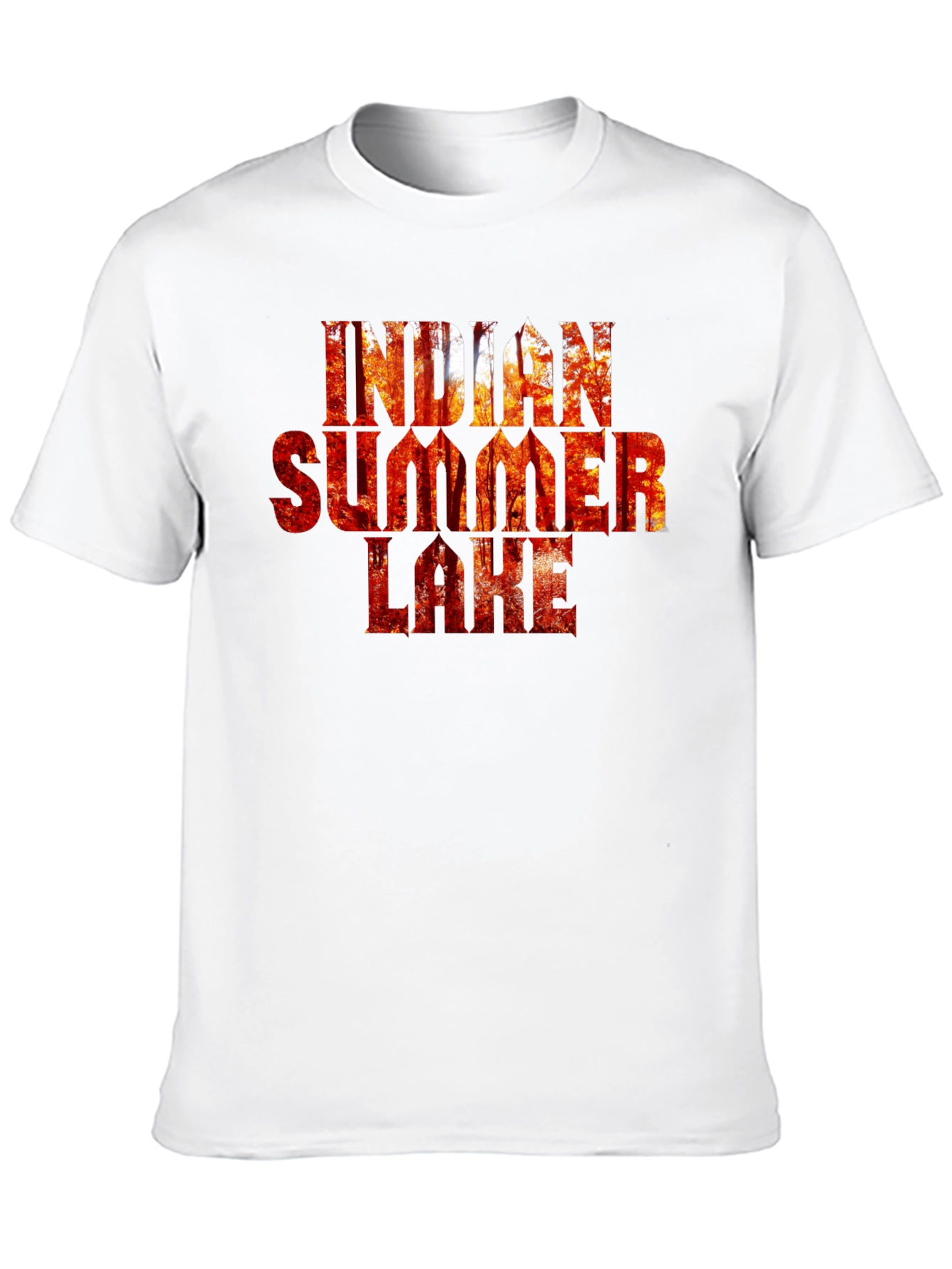 Indian Summer Lake Black Graphic T-Shirt