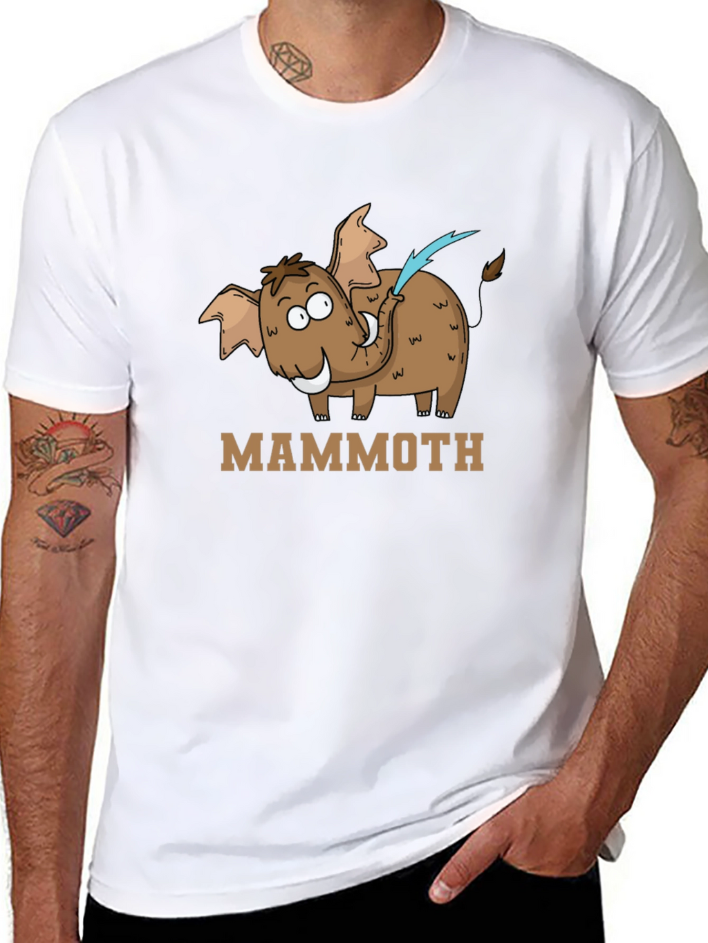 Mammoth Cartoon Graphic Black T-Shirt