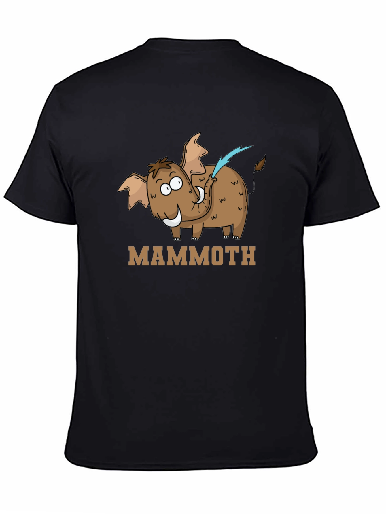 Mammoth Cartoon Graphic Black T-Shirt