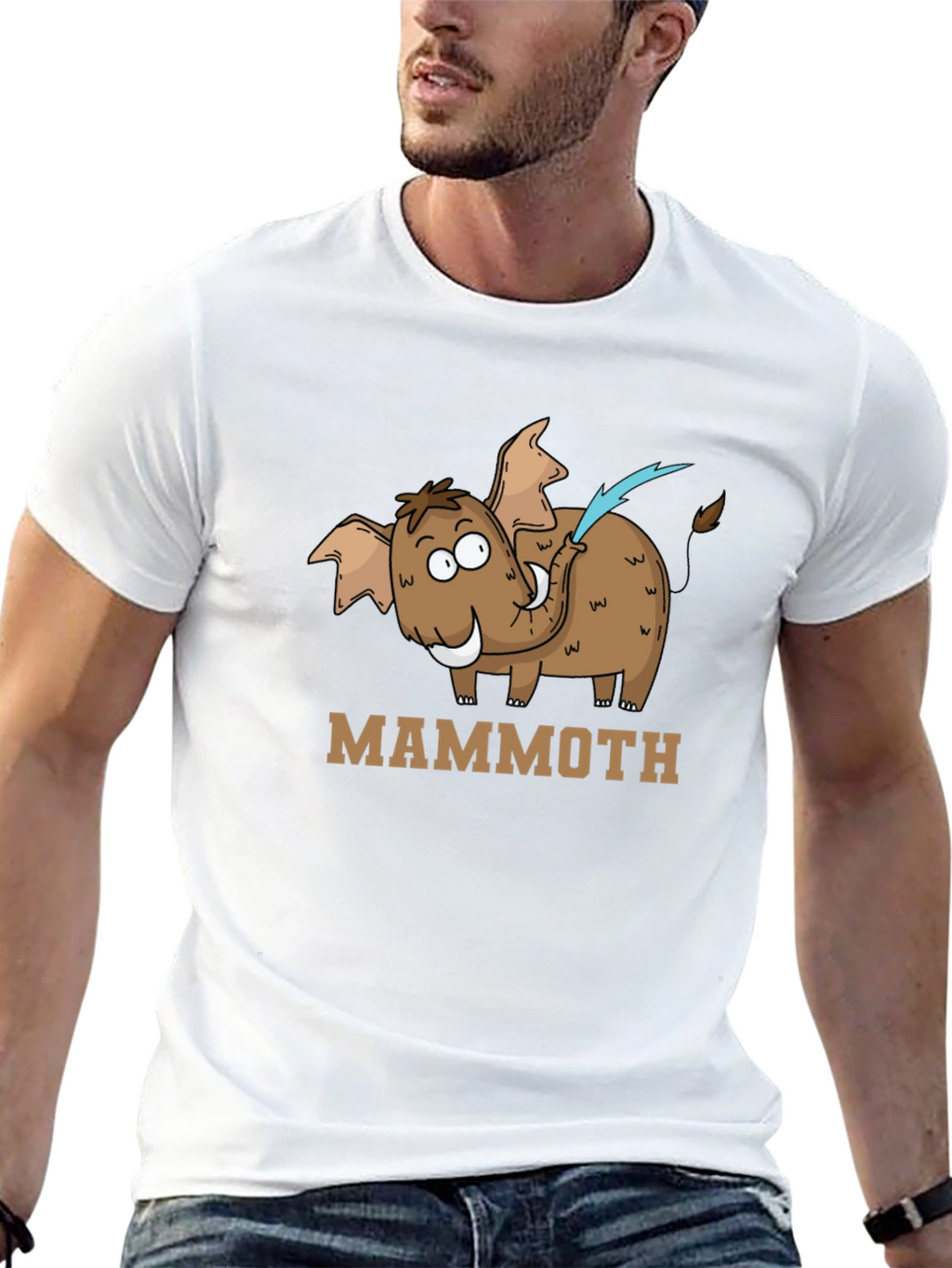 Mammoth Cartoon Graphic Black T-Shirt