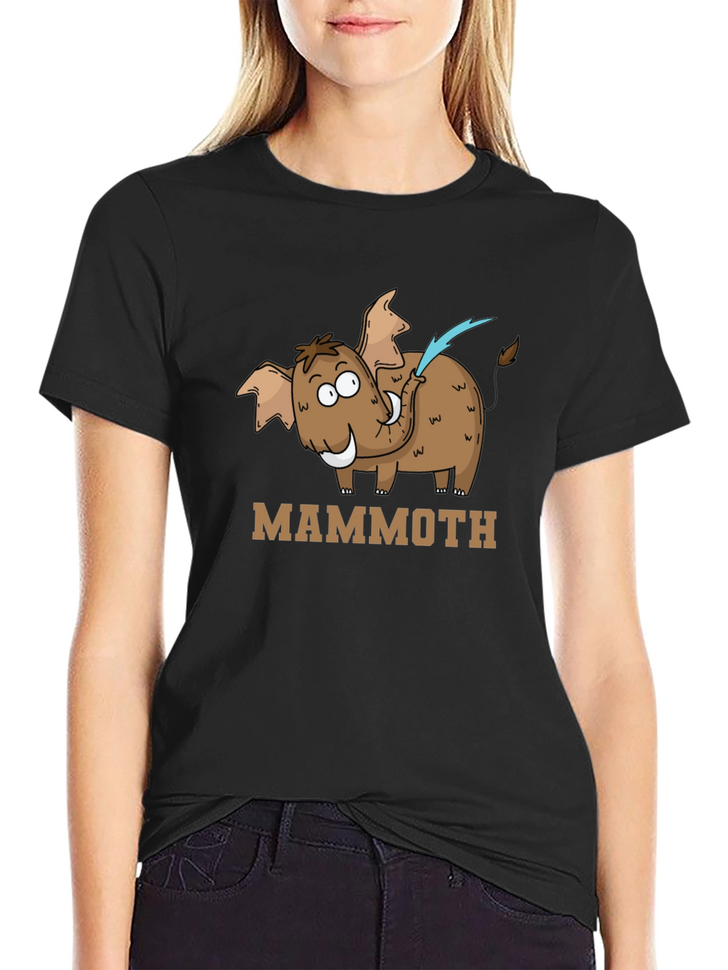 Mammoth Cartoon Graphic Black T-Shirt