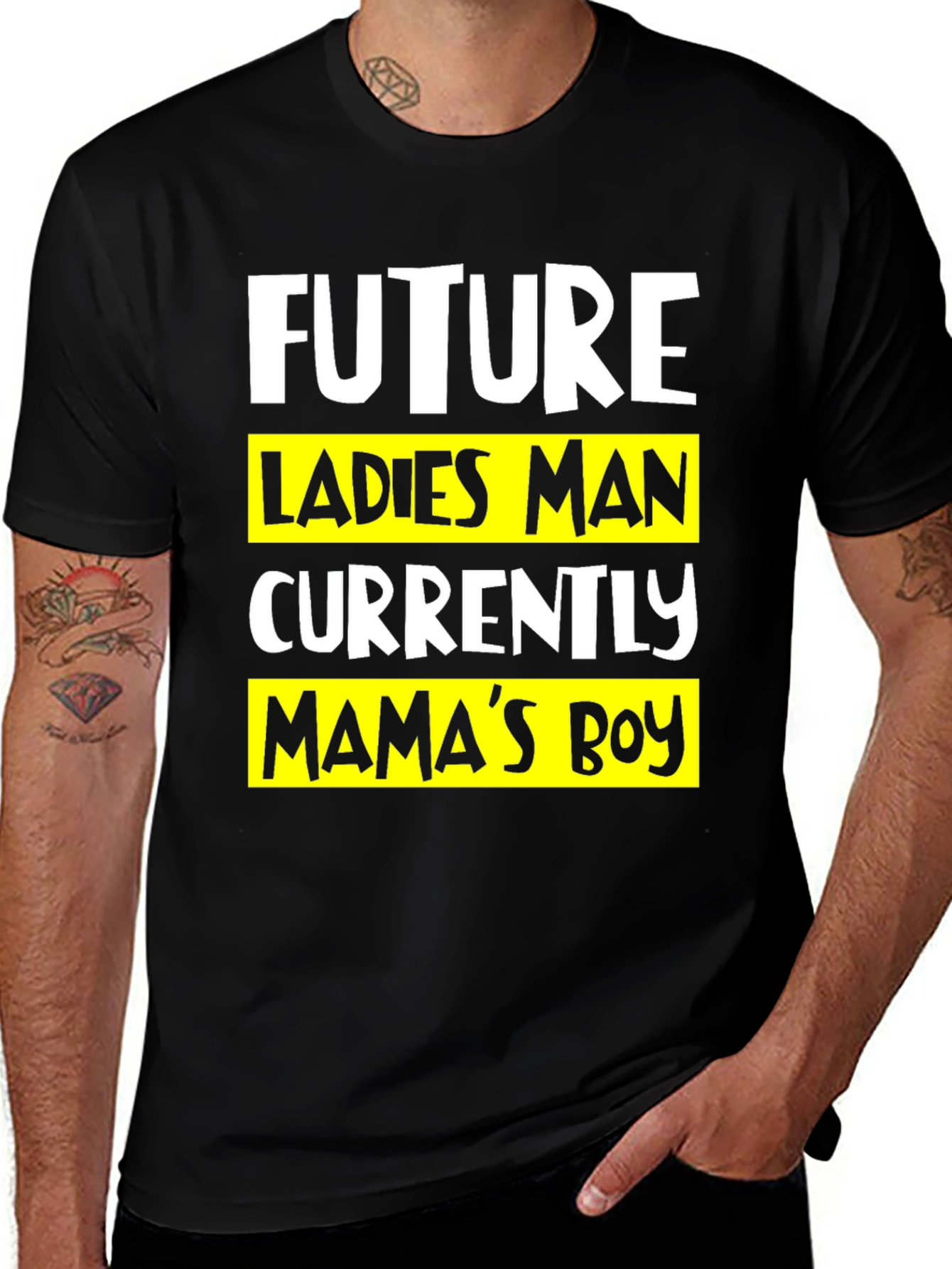 Future Ladies Man Mamas Boy Black T-Shirt