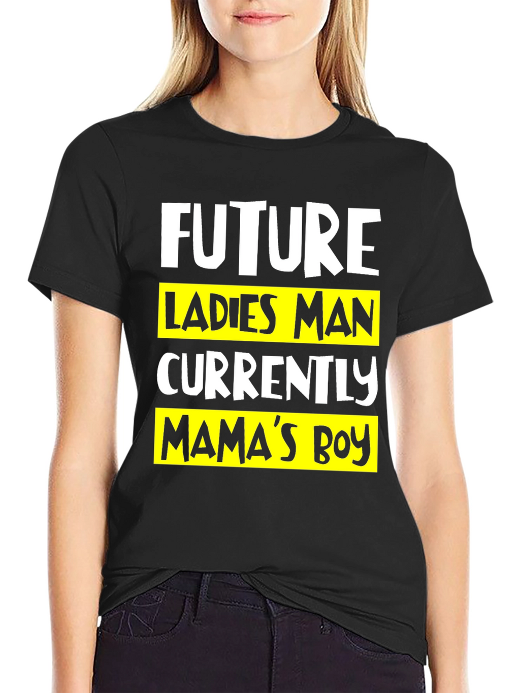 Future Ladies Man Mamas Boy Black T-Shirt