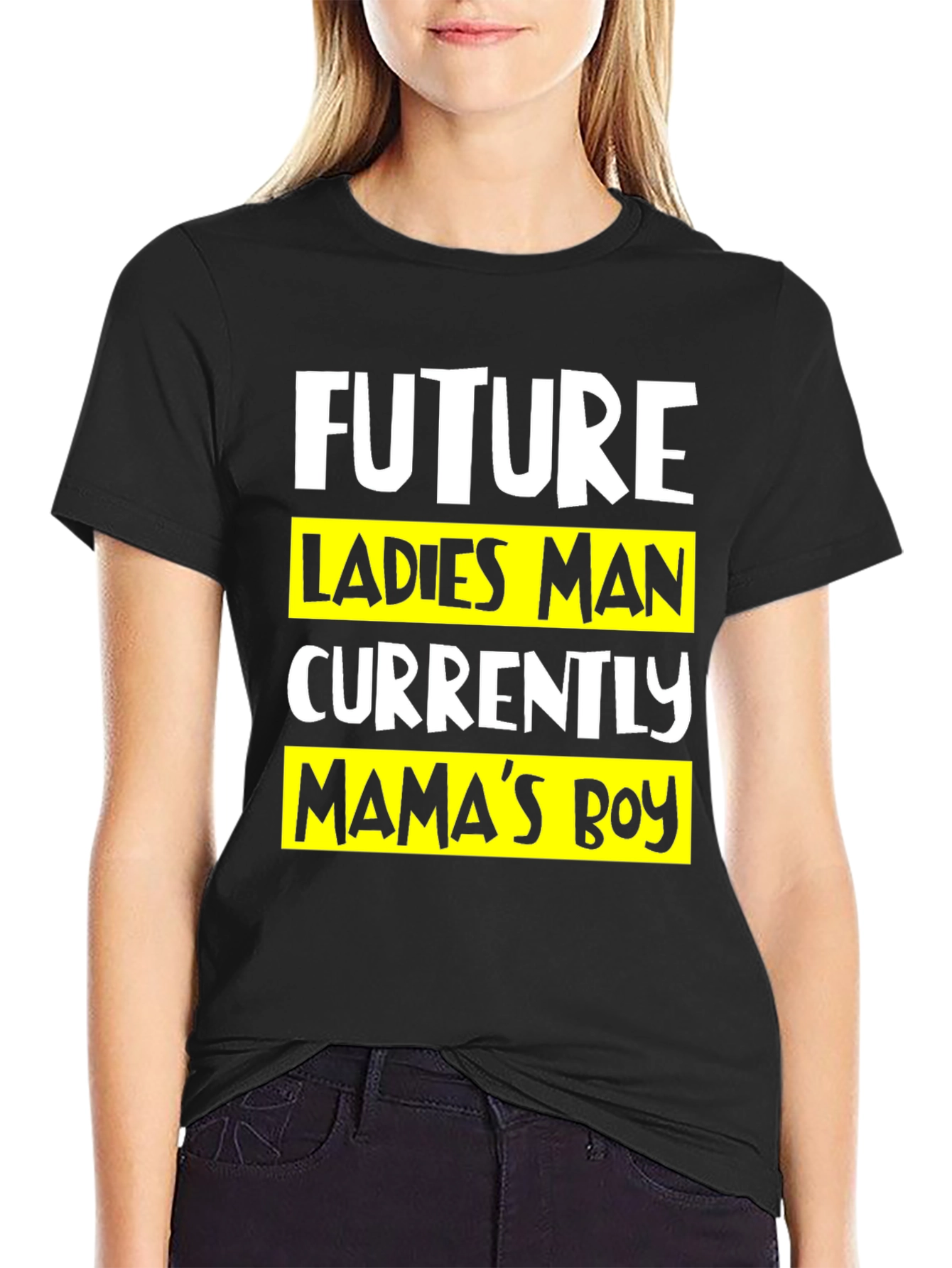 Future Ladies Man Mamas Boy Black T-Shirt