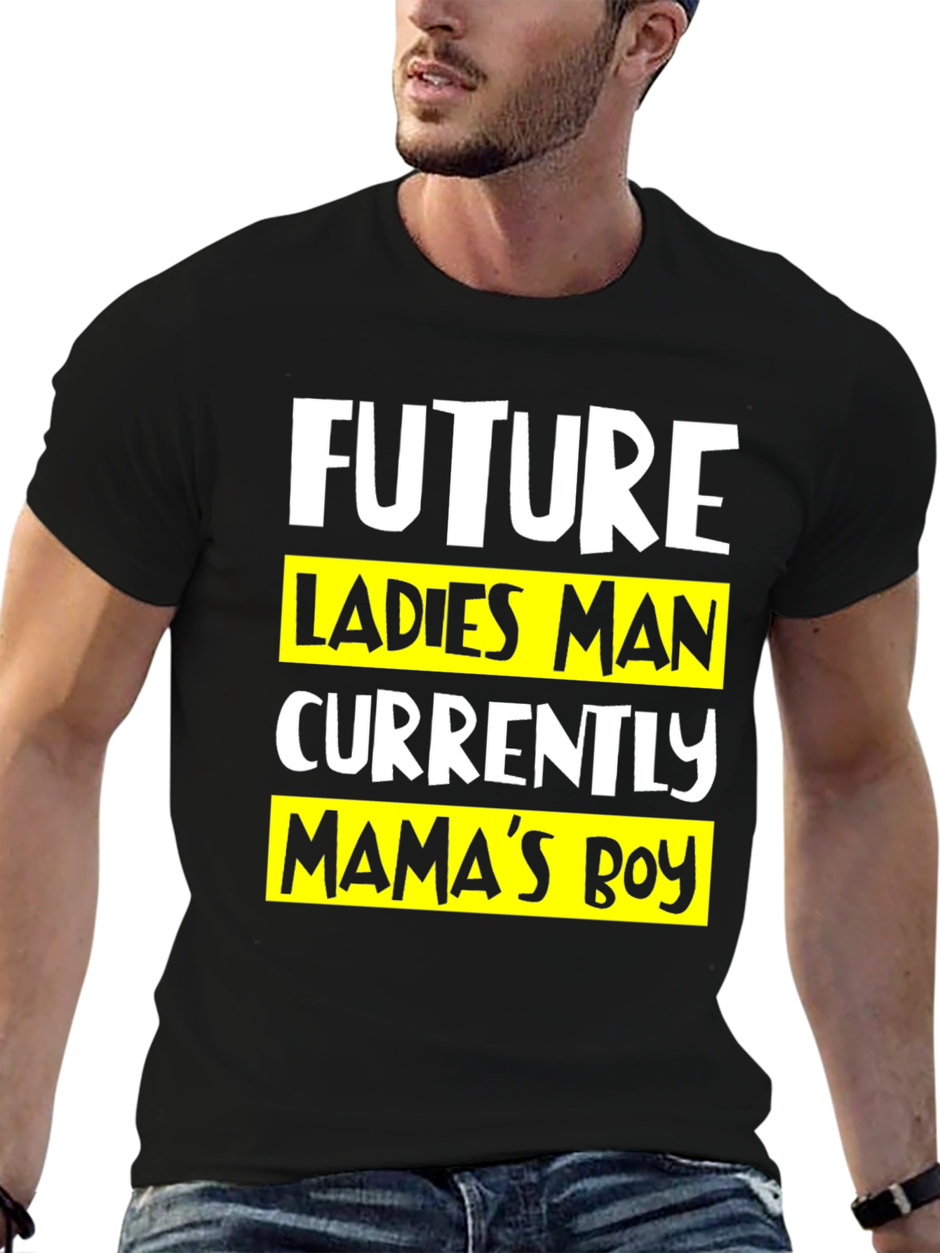 Future Ladies Man Mamas Boy Black T-Shirt