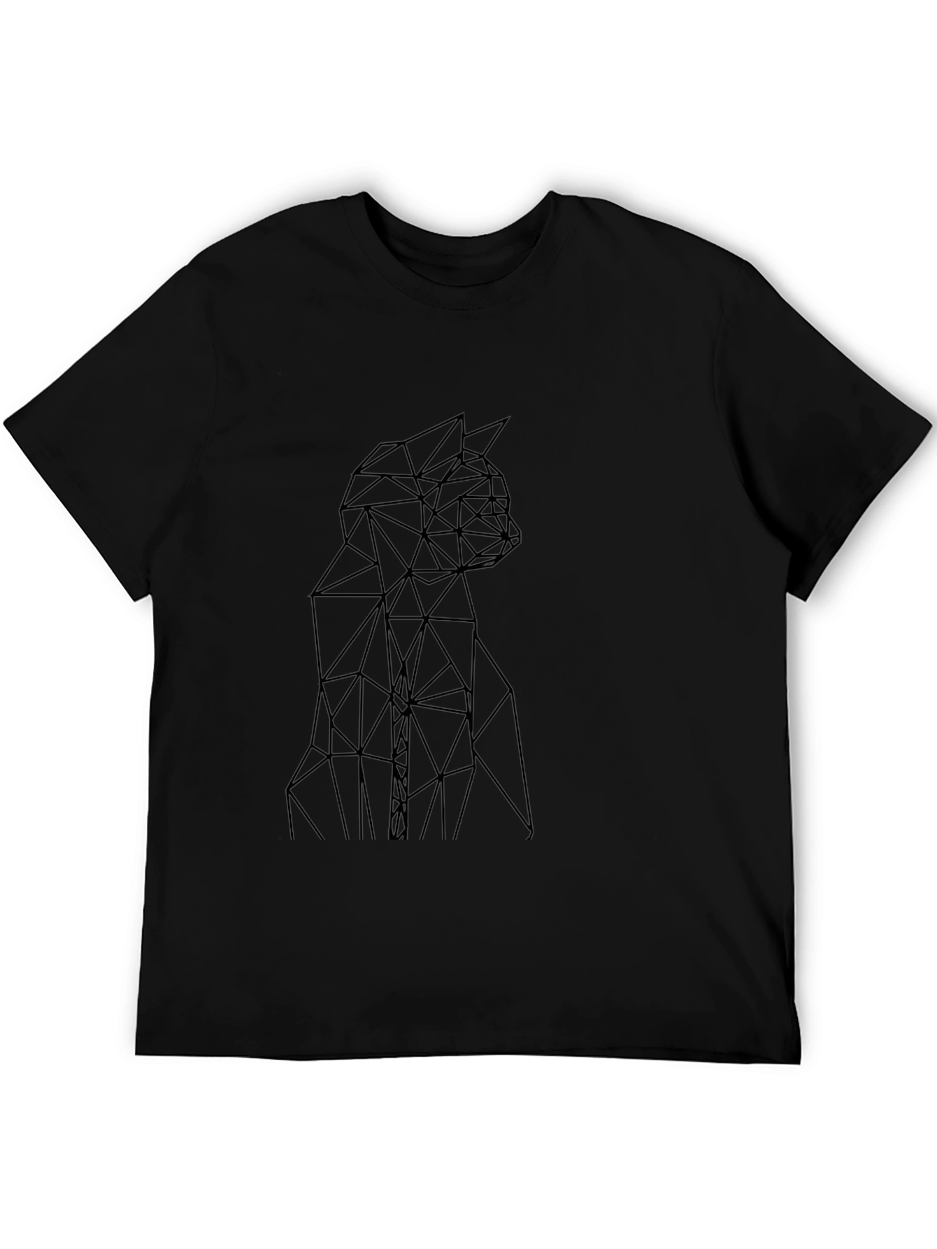 Geometric Cat Black T-Shirt
