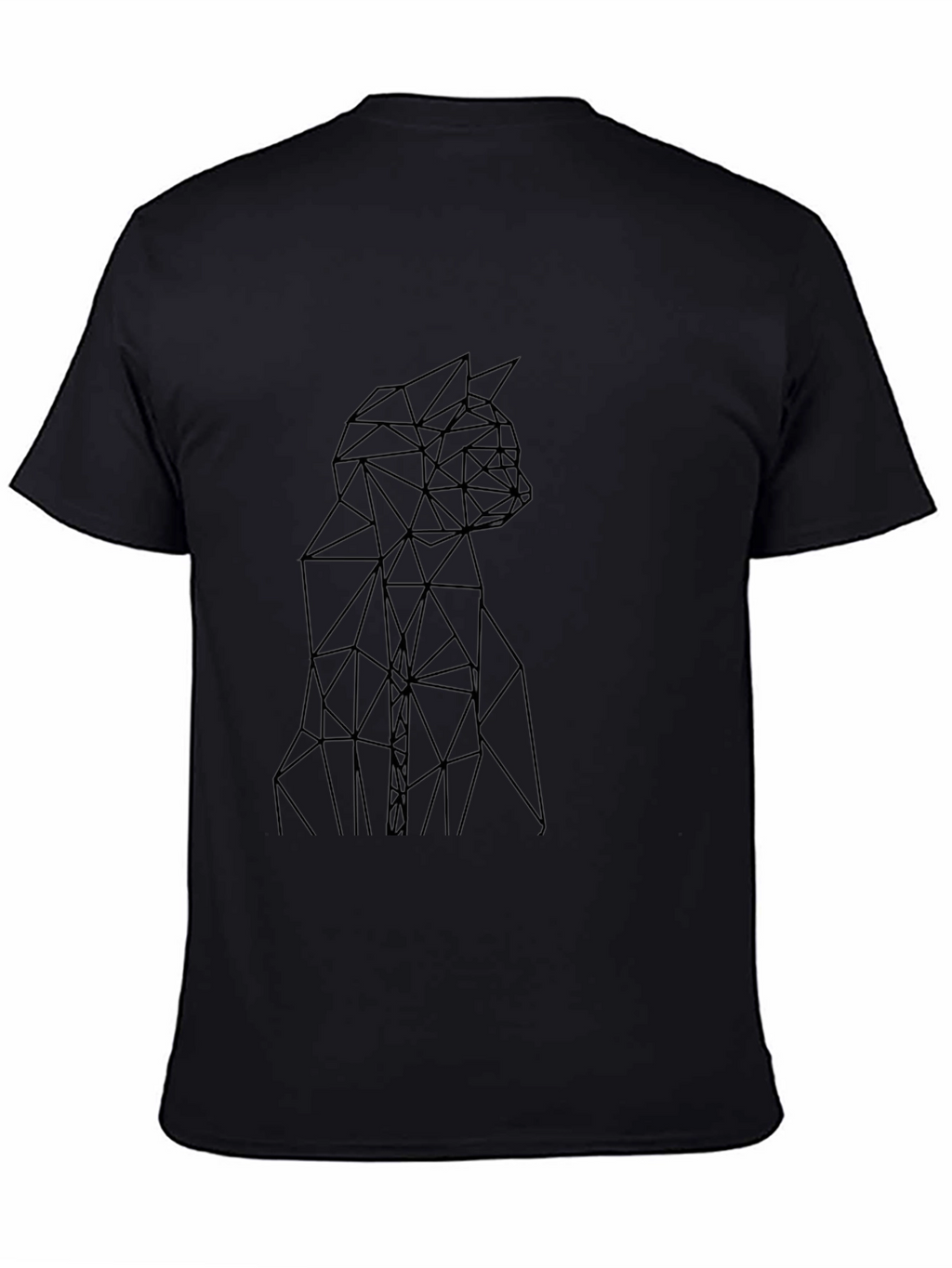 Geometric Cat Black T-Shirt