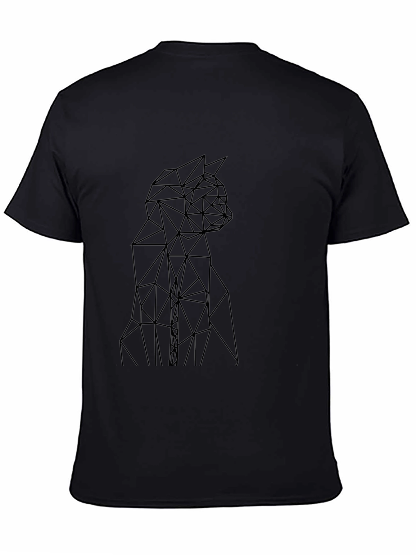 Geometric Cat Black T-Shirt
