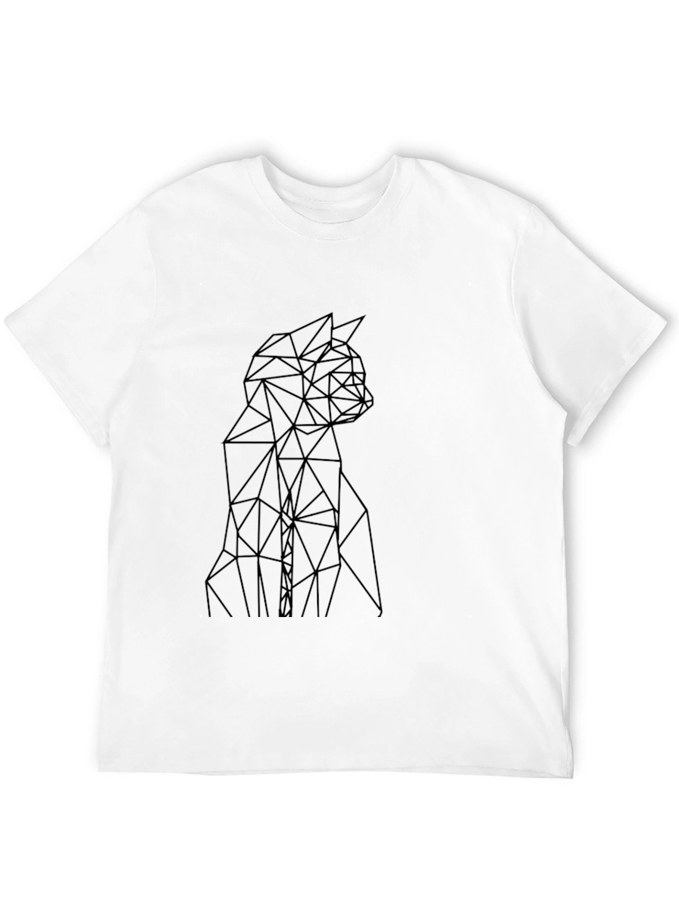 Geometric Cat Black T-Shirt