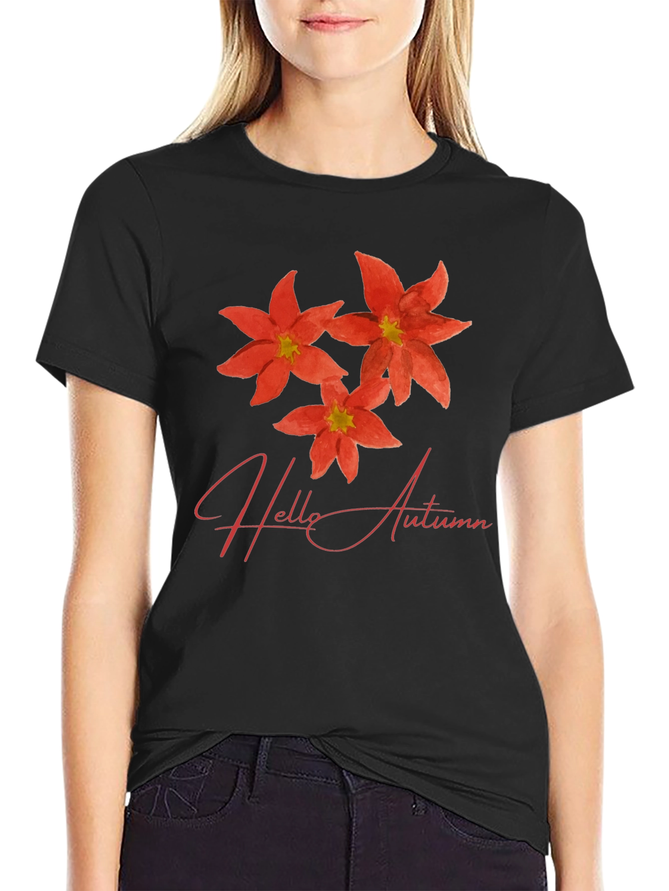 Hello Autumn Flower T-Shirt - Stylish Floral Tee
