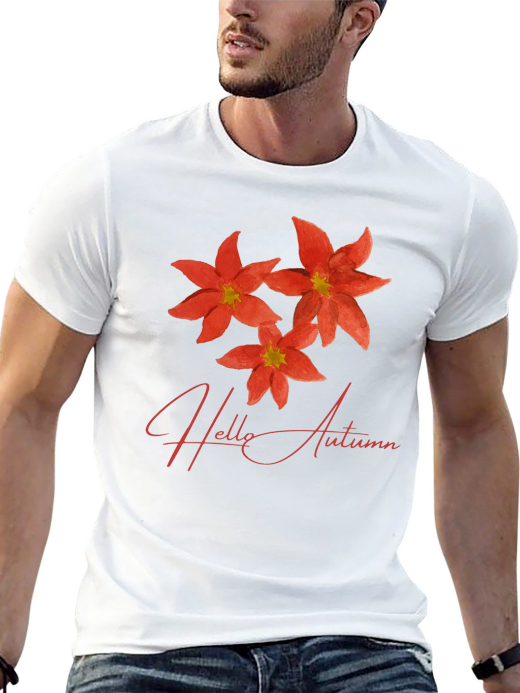 Hello Autumn Flower T-Shirt - Stylish Floral Tee
