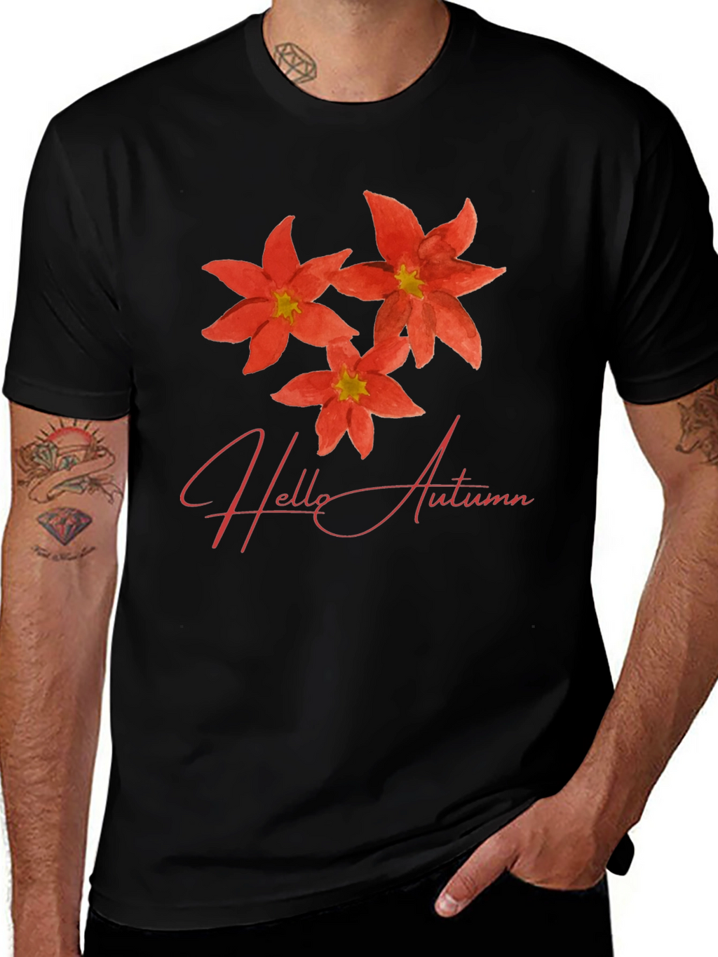 Hello Autumn Flower T-Shirt - Stylish Floral Tee