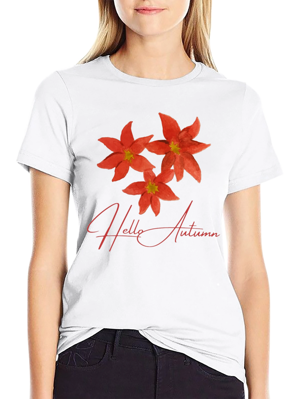 Hello Autumn Flower T-Shirt - Stylish Floral Tee
