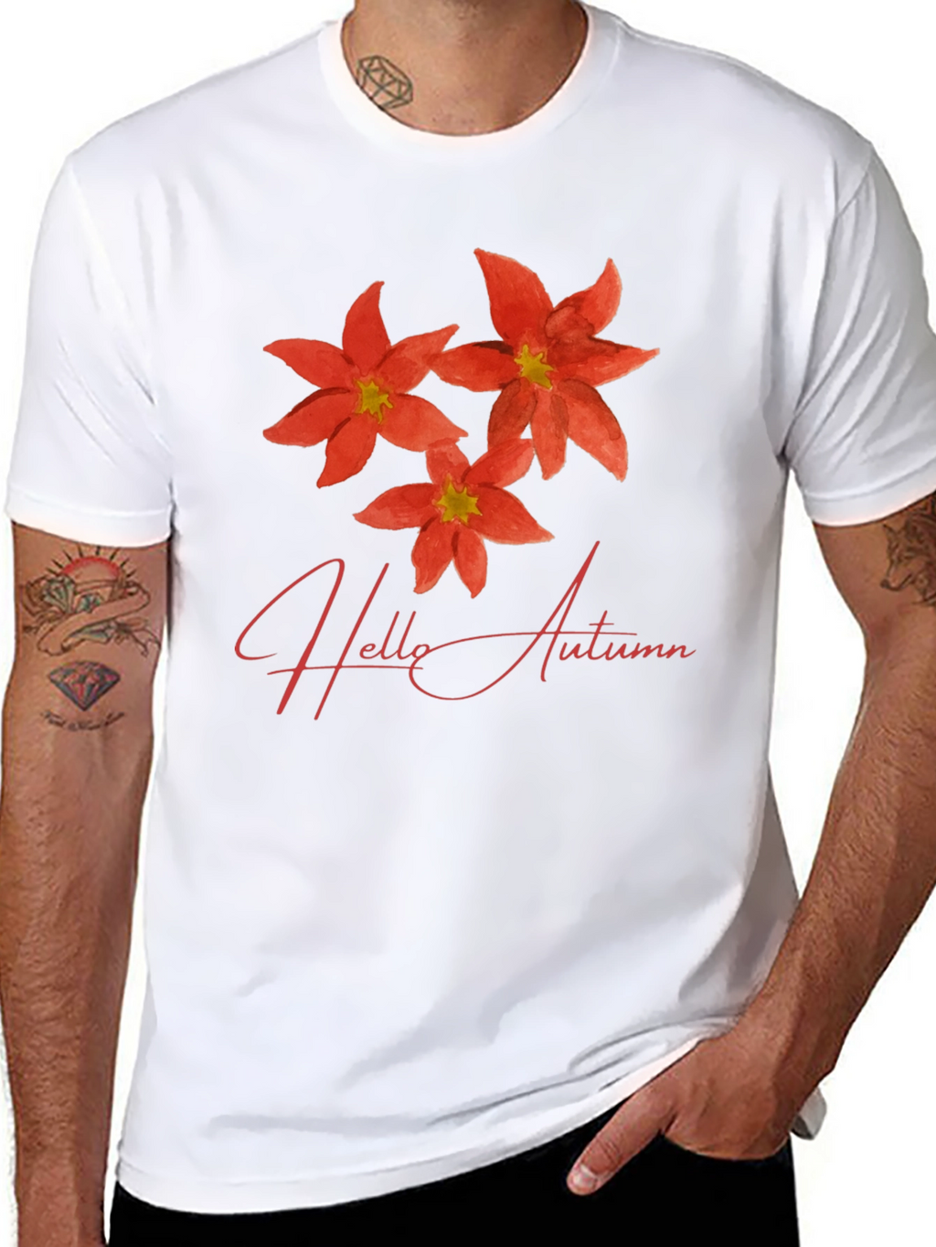 Hello Autumn Flower T-Shirt - Stylish Floral Tee