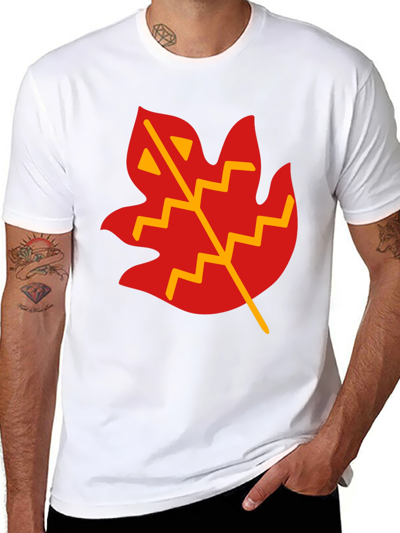 Leaf Graphic T-Shirt - Casual Black Tee