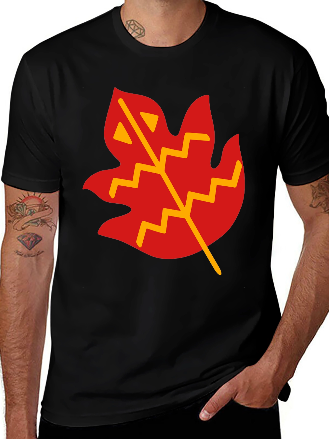 Leaf Graphic T-Shirt - Casual Black Tee