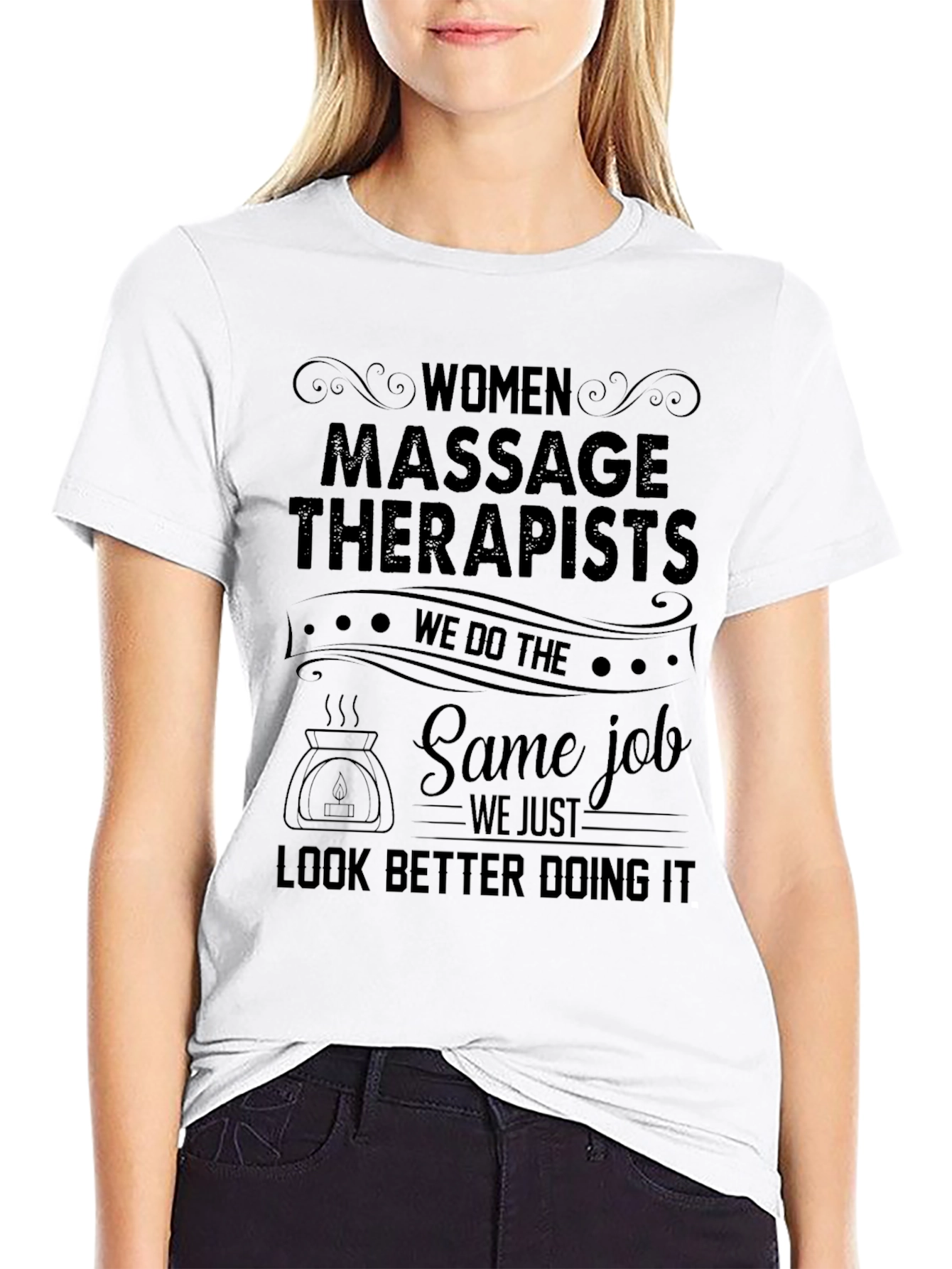 Women Massage Therapist Graphic Tee - Black Cotton