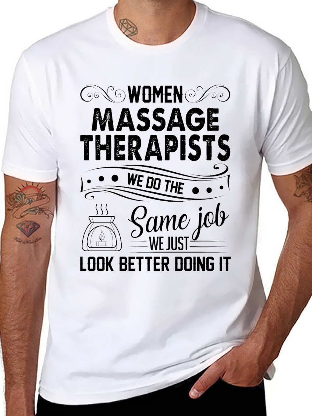 Women Massage Therapist Graphic Tee - Black Cotton
