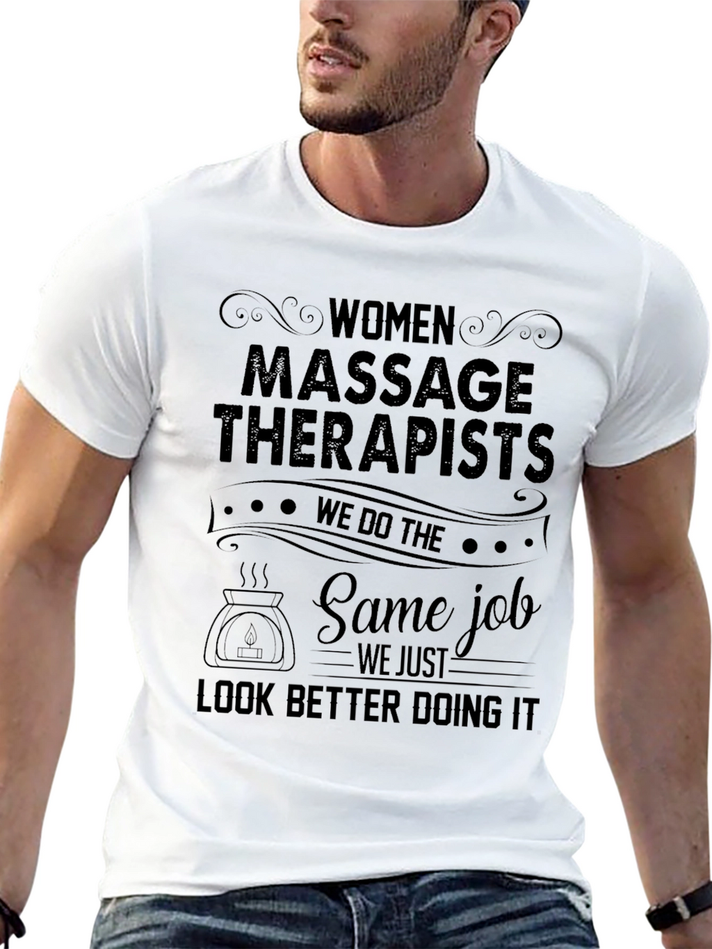 Women Massage Therapist Graphic Tee - Black Cotton