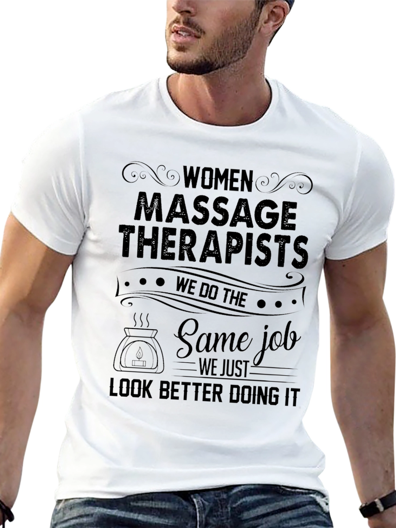 Women Massage Therapist Graphic Tee - Black Cotton