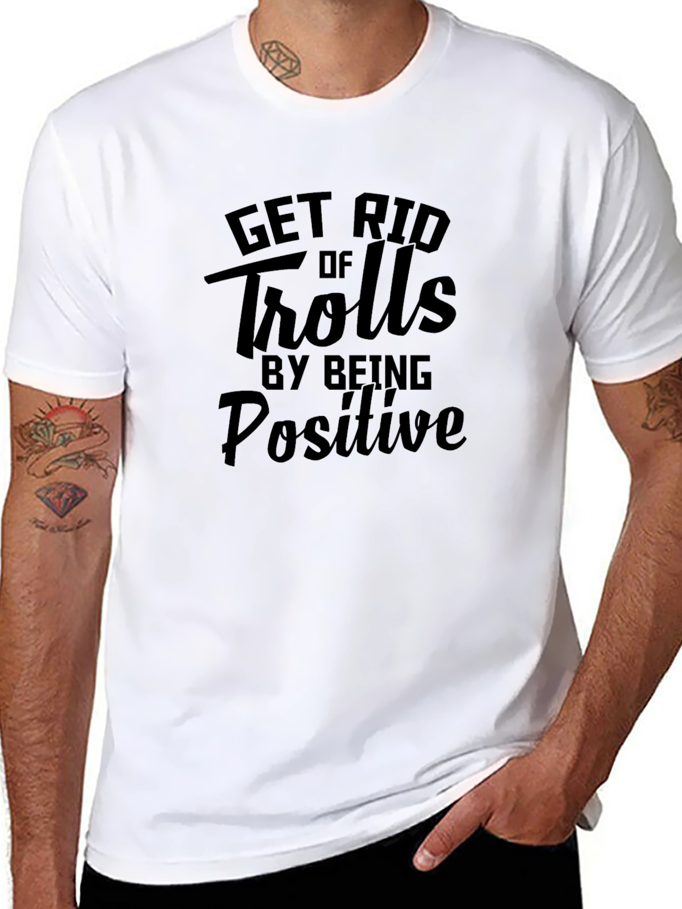 Get Rid of Trolls By Being Positive Black Tee