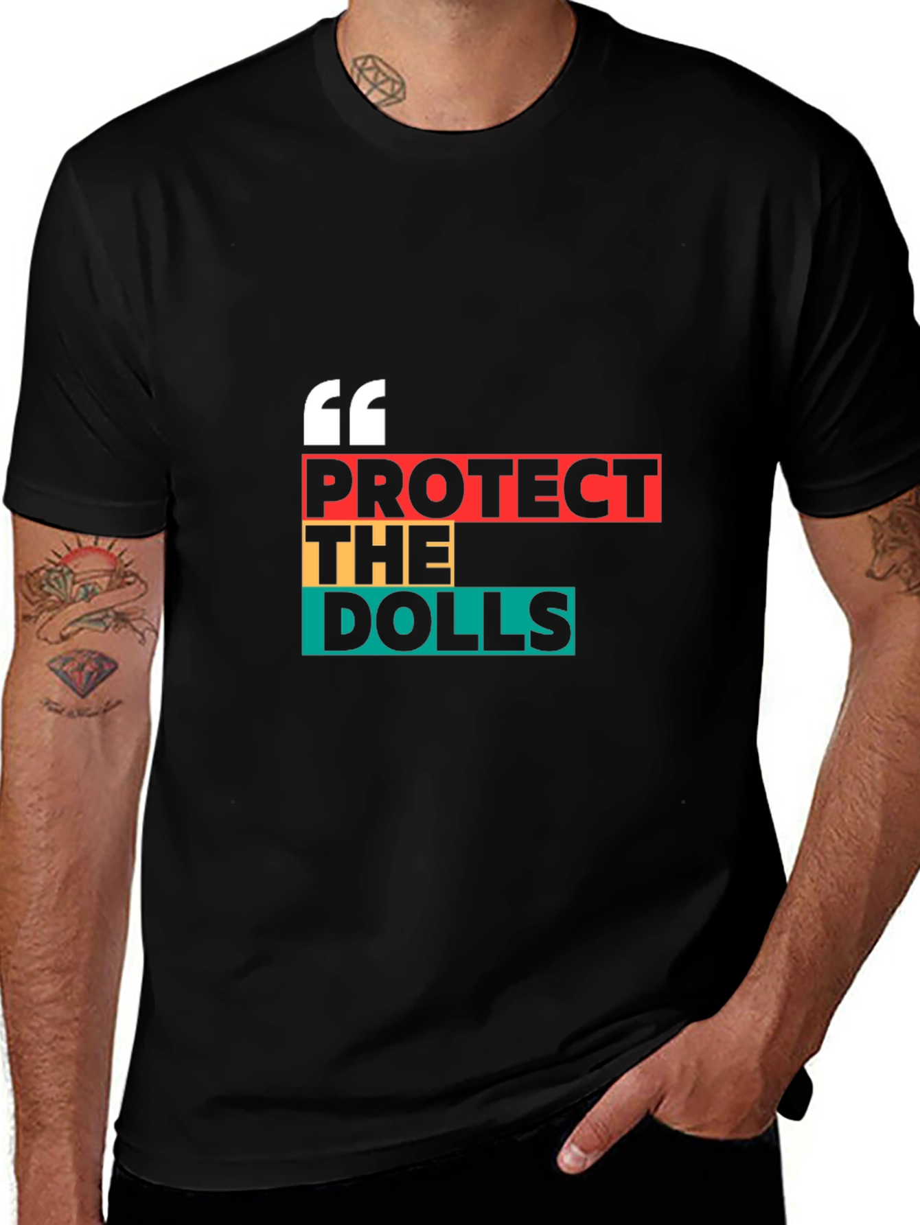 Protect The Dolls Graphic Tee - Black Cotton Blend