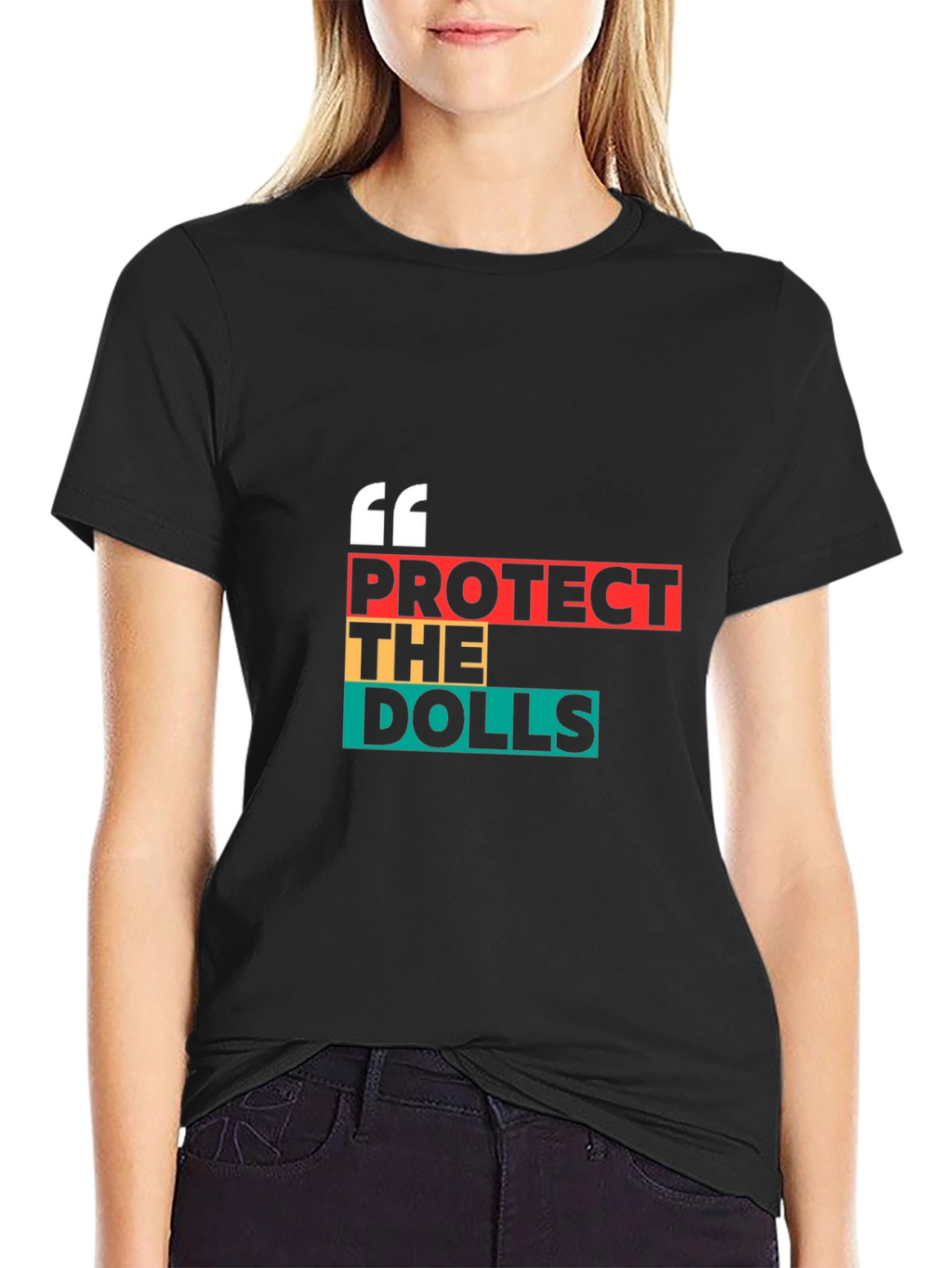 Protect The Dolls Graphic Tee - Black Cotton Blend