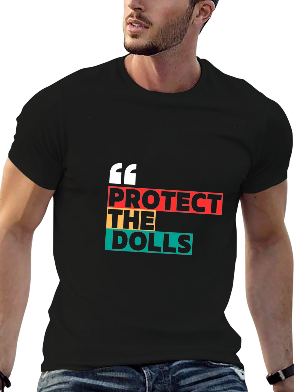 Protect The Dolls Graphic Tee - Black Cotton Blend