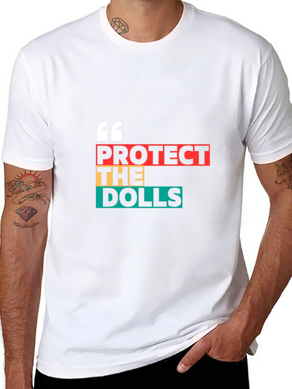 Protect The Dolls Graphic Tee - Black Cotton Blend